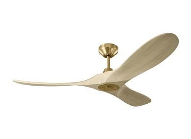 Celing Fan In Burnished Brass With Washed White Oak Blades by VC Fan Collection