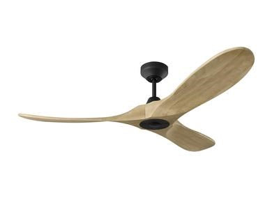 Ceiling Fan In Matte Black With Naturel Honey Blades by VC Fan Collection