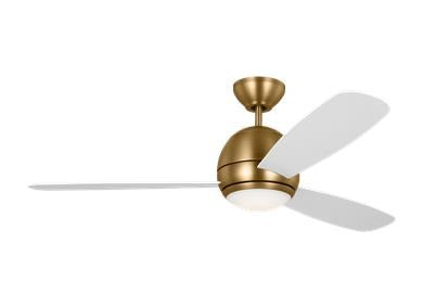 Ceiling Fan In Satin Brass With Matte White Blades by VC Fan Collection