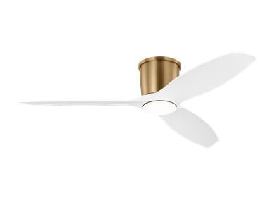 Ceiling Fan In Satin Brass With Matte White Blades by VC Fan Collection