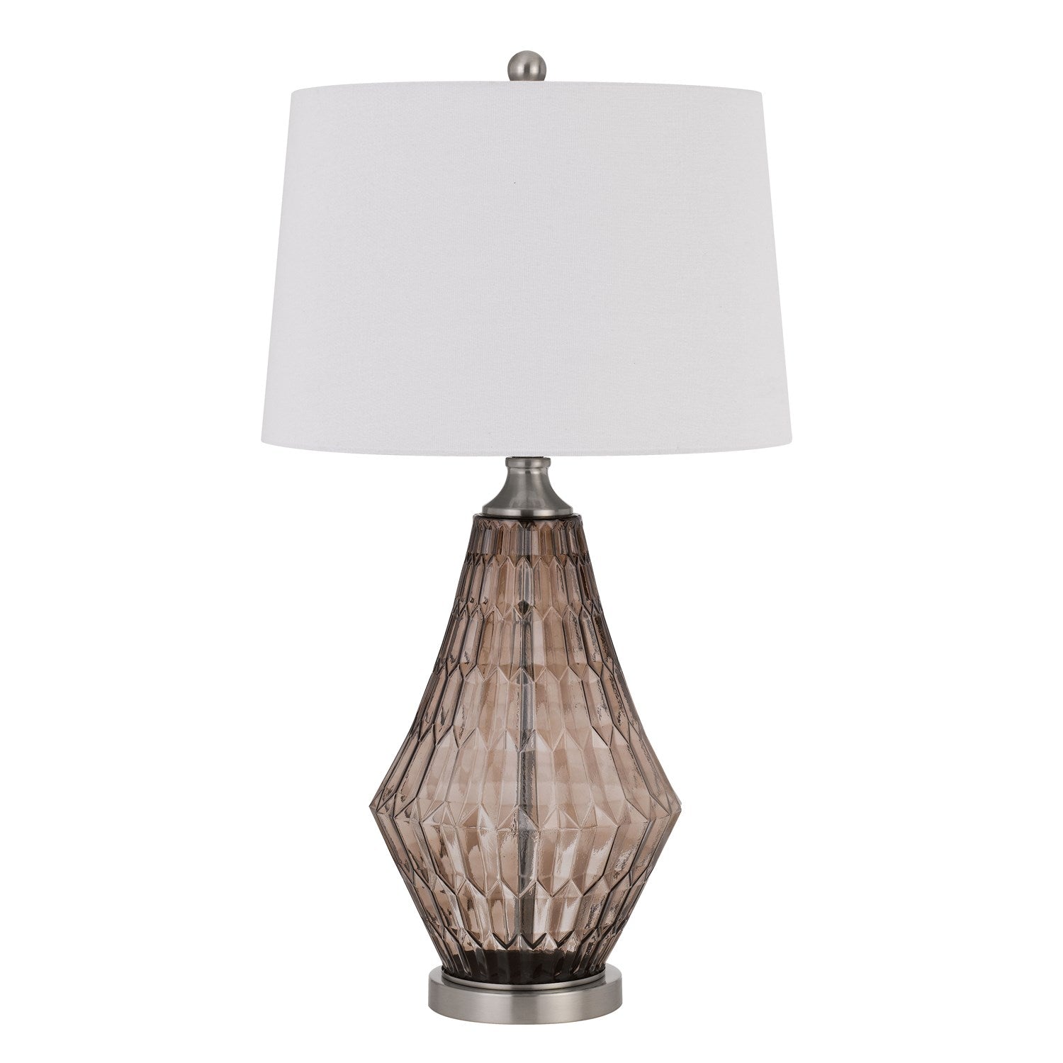 150W 3 Way Conover Glass Table Lamp With Hardbadk Taper Drum Fabric Shade by CAL Lighting