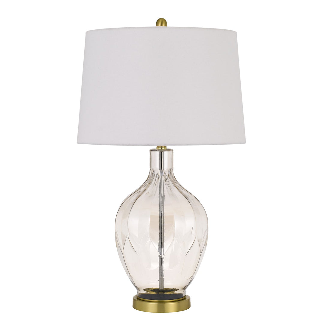 150W 3 Way Bancroft Glass Table Lamp With Hardback Taper Drum Fabric Shade by CAL Lighting