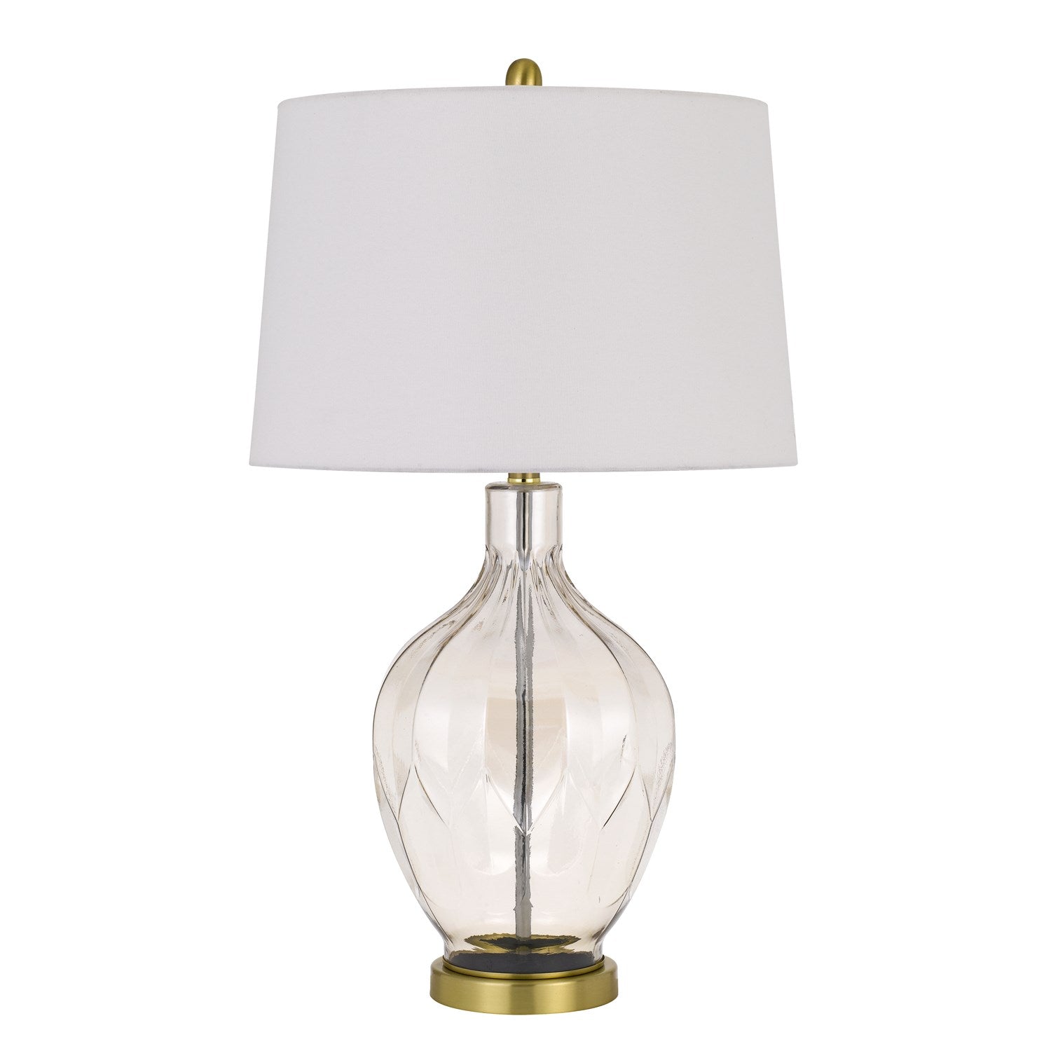 150W 3 Way Bancroft Glass Table Lamp With Hardback Taper Drum Fabric Shade by CAL Lighting