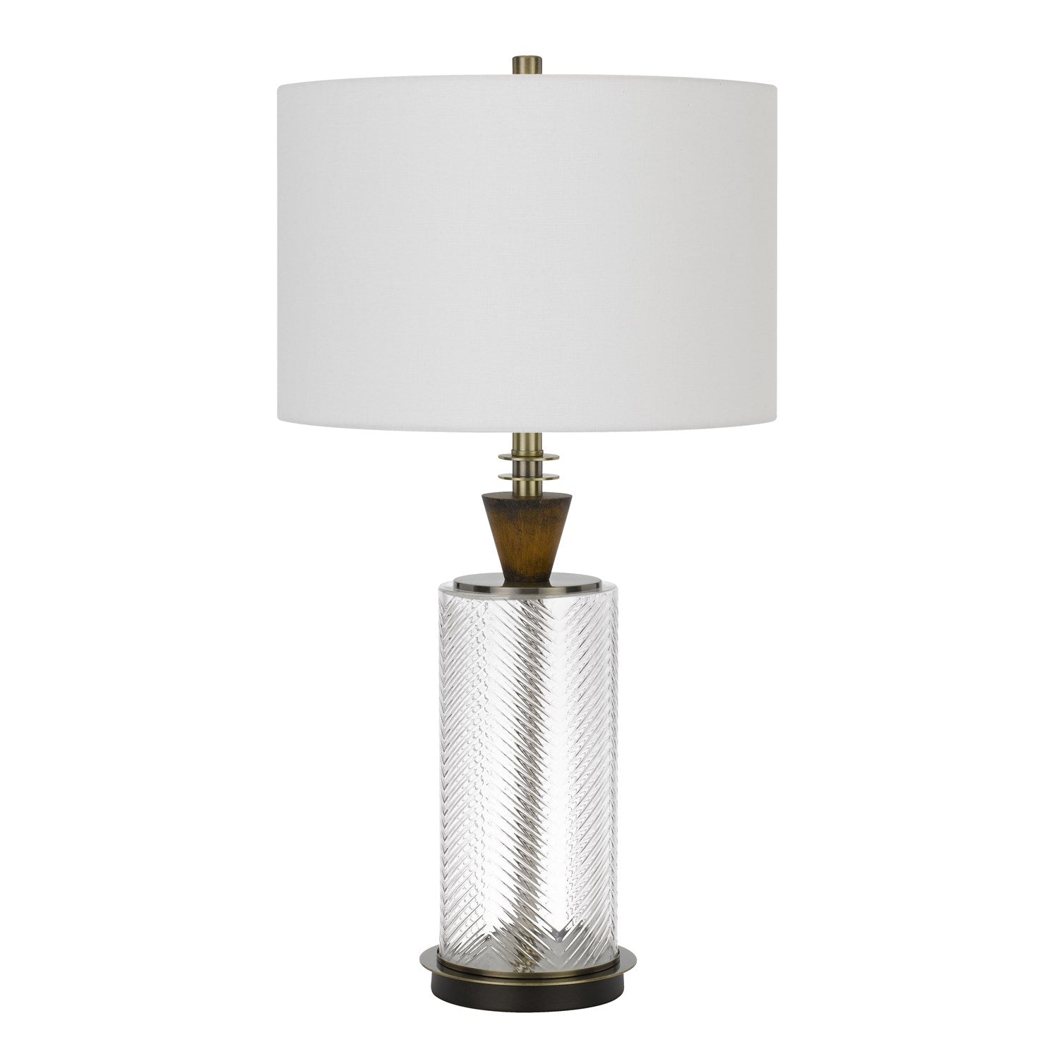 150W 3 Way Sherwood Glass Table Lamp With Wood Font by CAL Lighting