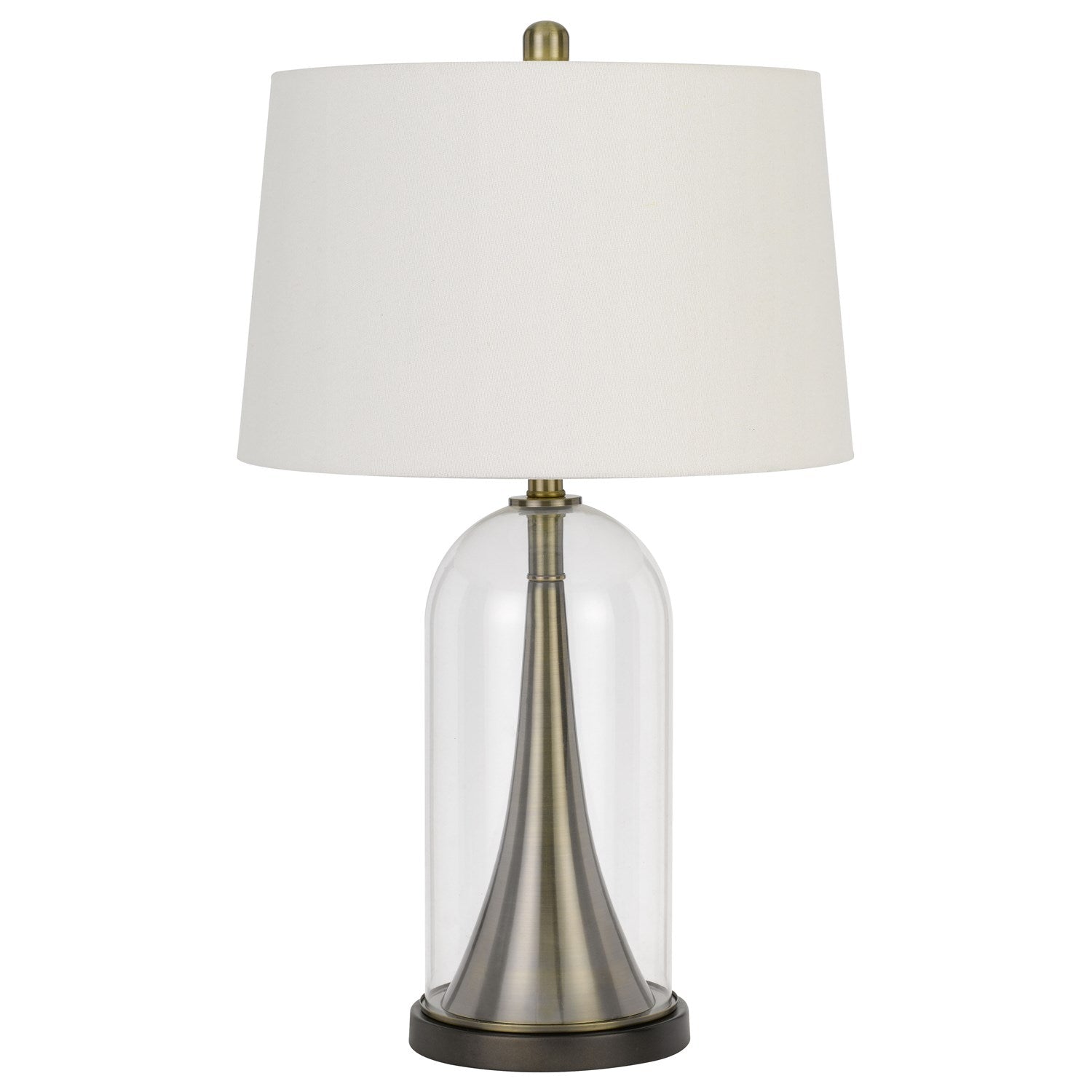 150W 3 Way Camargo Glass/Metal Table Lamp With Hardback Taper Drum Fabric Shade by CAL Lighting