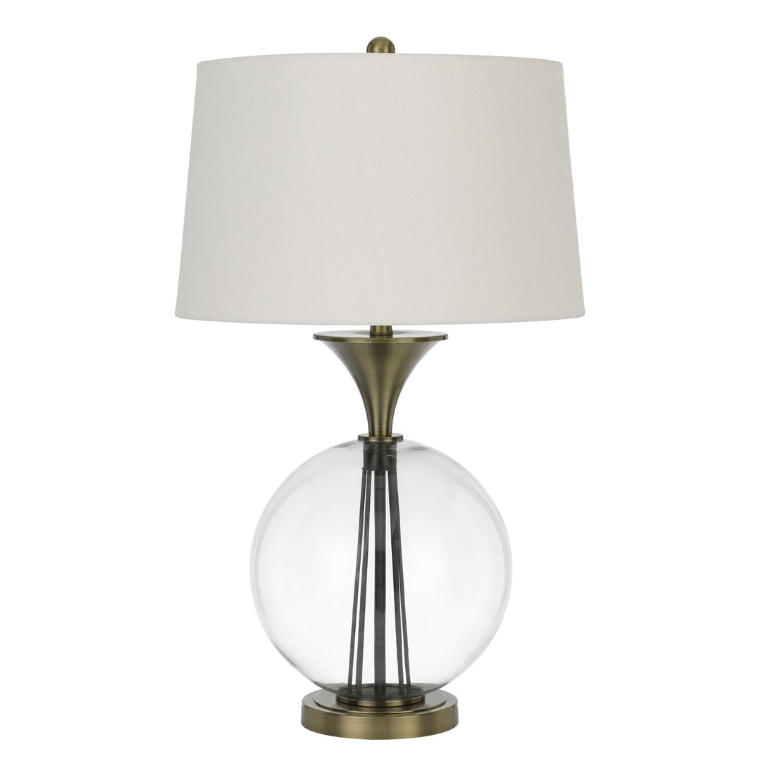 150W 3 Way Moxee Glass/Metal Table Lamp With Hardback Taper Drum Fabric Shade by CAL Lighting