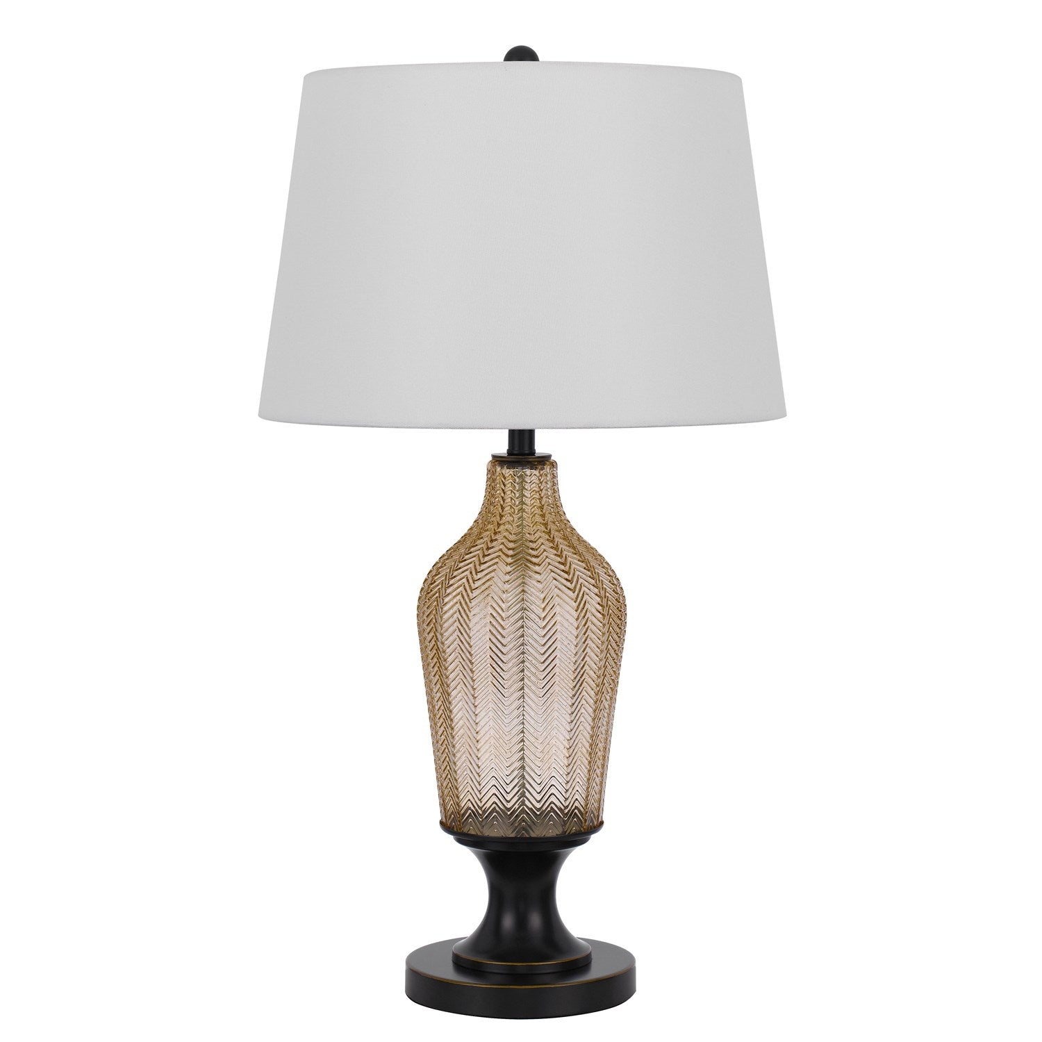 150W 3 Way Fluted Column Glass Table Lamp With Metal Base by CAL Lighting