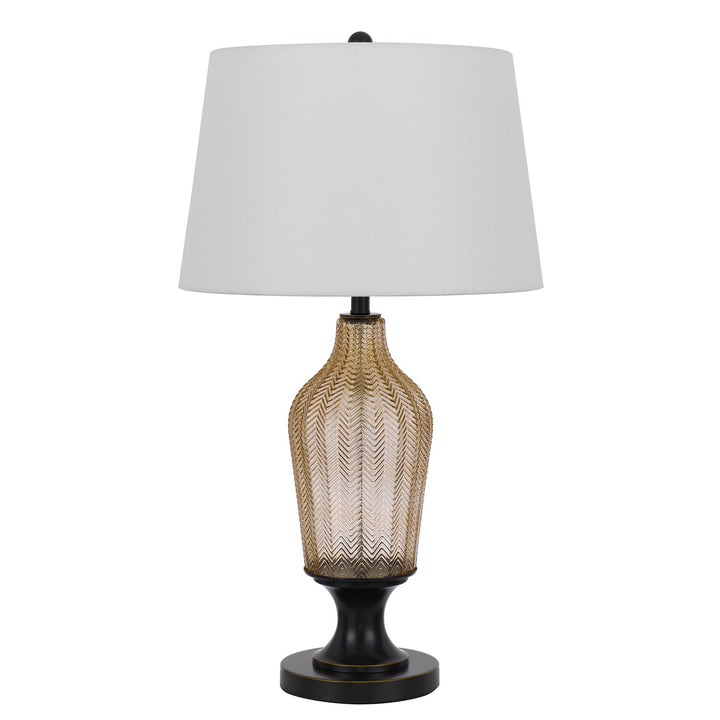 150W 3 Way Fluted Column Glass Table Lamp With Metal Base by CAL Lighting