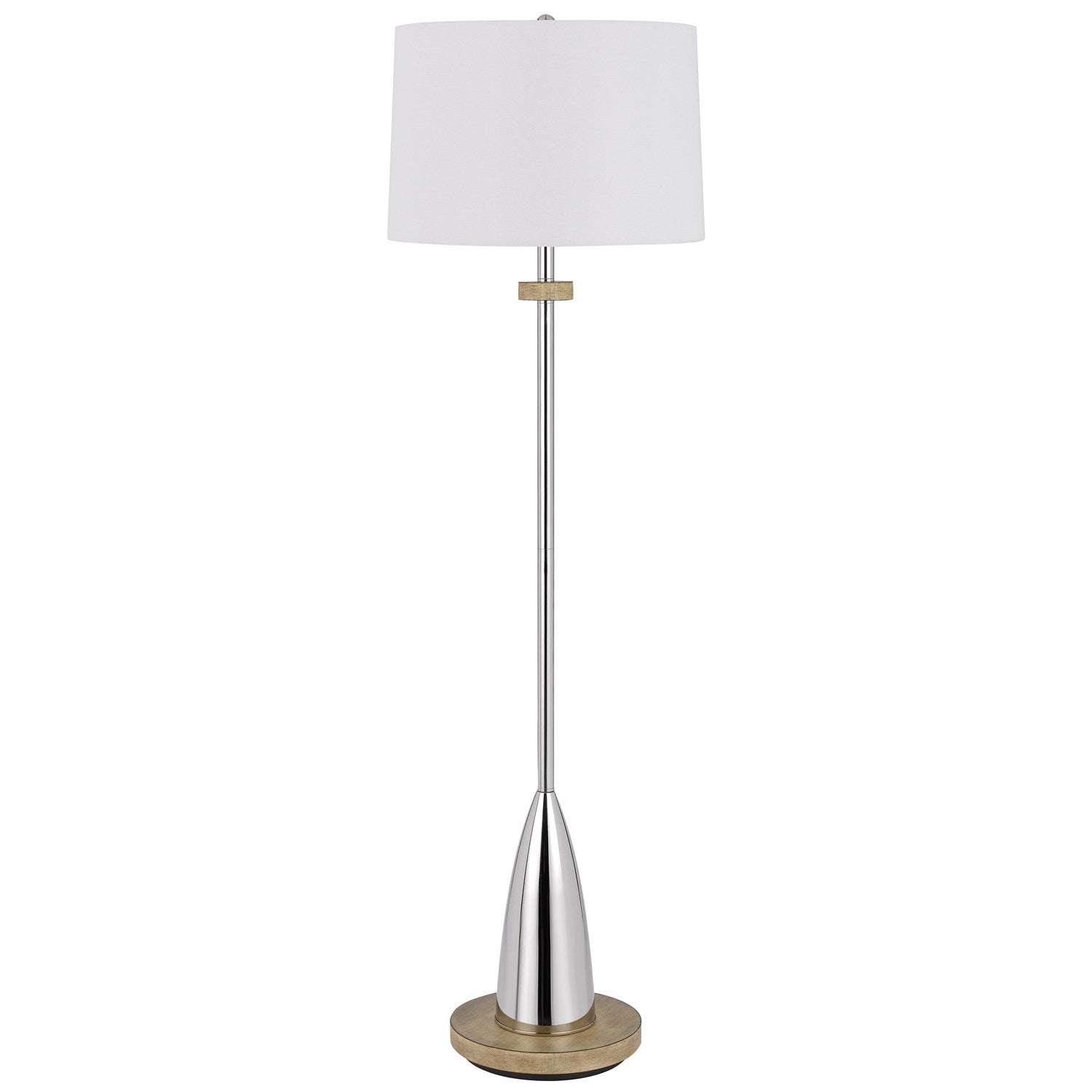 150W 3 Way Lockport Metal Floor Lamp With Rubber Wood Base by CAL Lighting