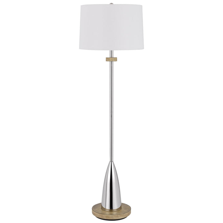 150W 3 Way Lockport Metal Floor Lamp With Rubber Wood Base by CAL Lighting