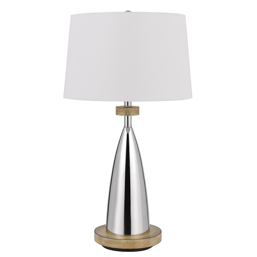 150W 3 Way Lockport Metal Table Lamp With Faux Wood Finish by CAL Lighting