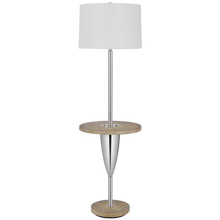 150W 3 Way Lockport Metal Floor Lamp With Rubber Wood Tray Table And Base by CAL Lighting