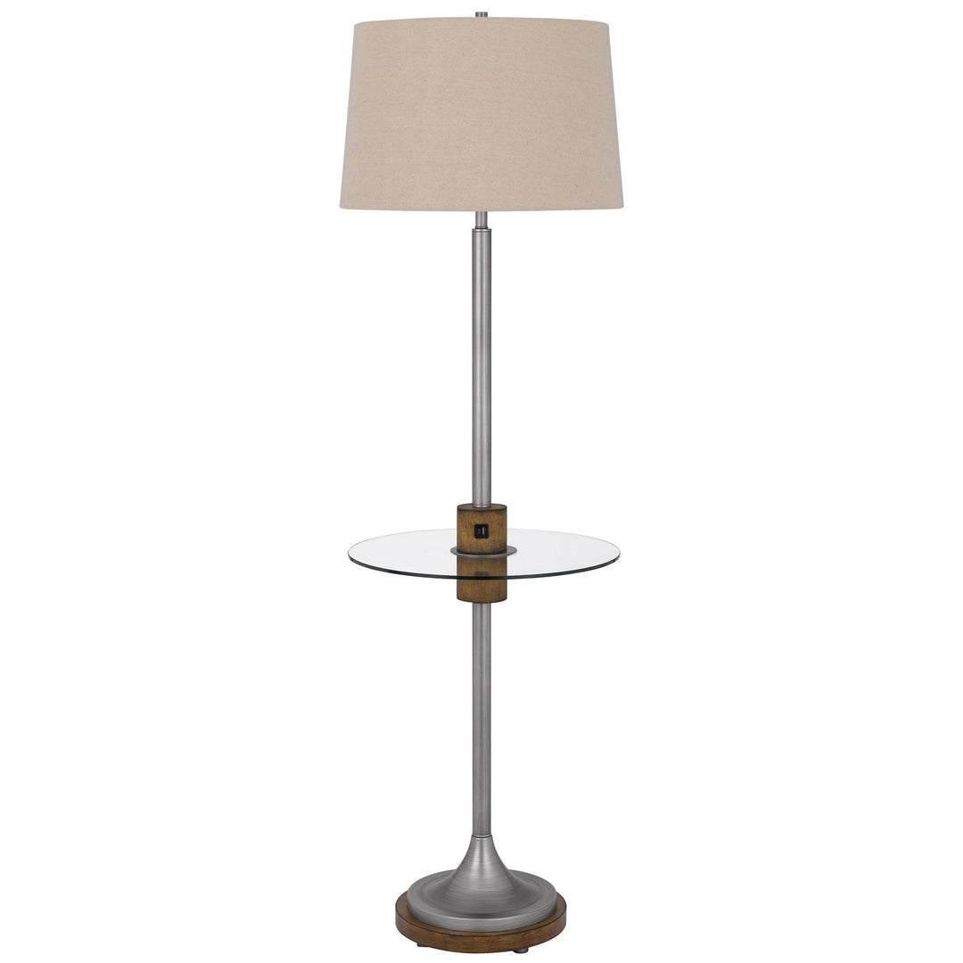 150W 3 Way Lavaca Metal Floor Lamp With Glass Tray Table And 1 Usb by CAL Lighting