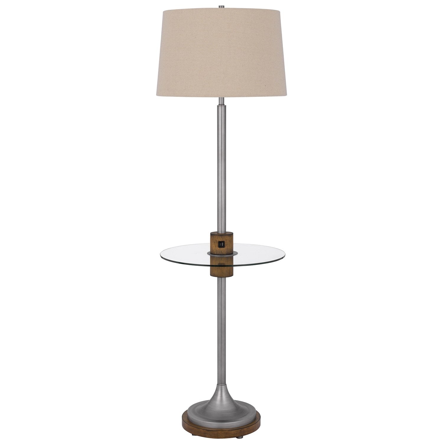 150W 3 Way Lavaca Metal Floor Lamp With Glass Tray Table And 1 Usb
