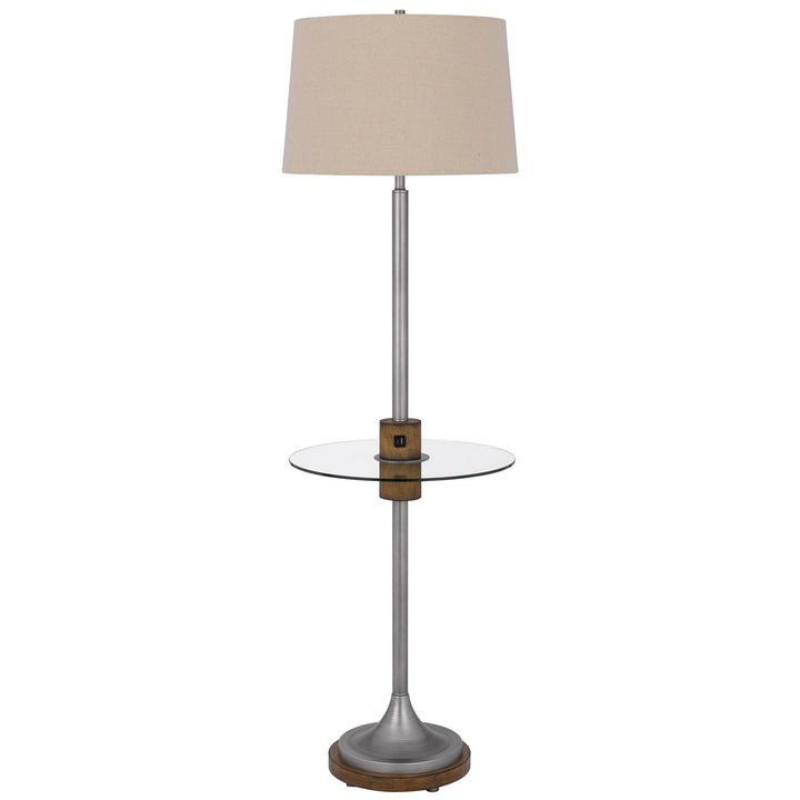 150W 3 Way Lavaca Metal Floor Lamp With Glass Tray Table And 1 Usb