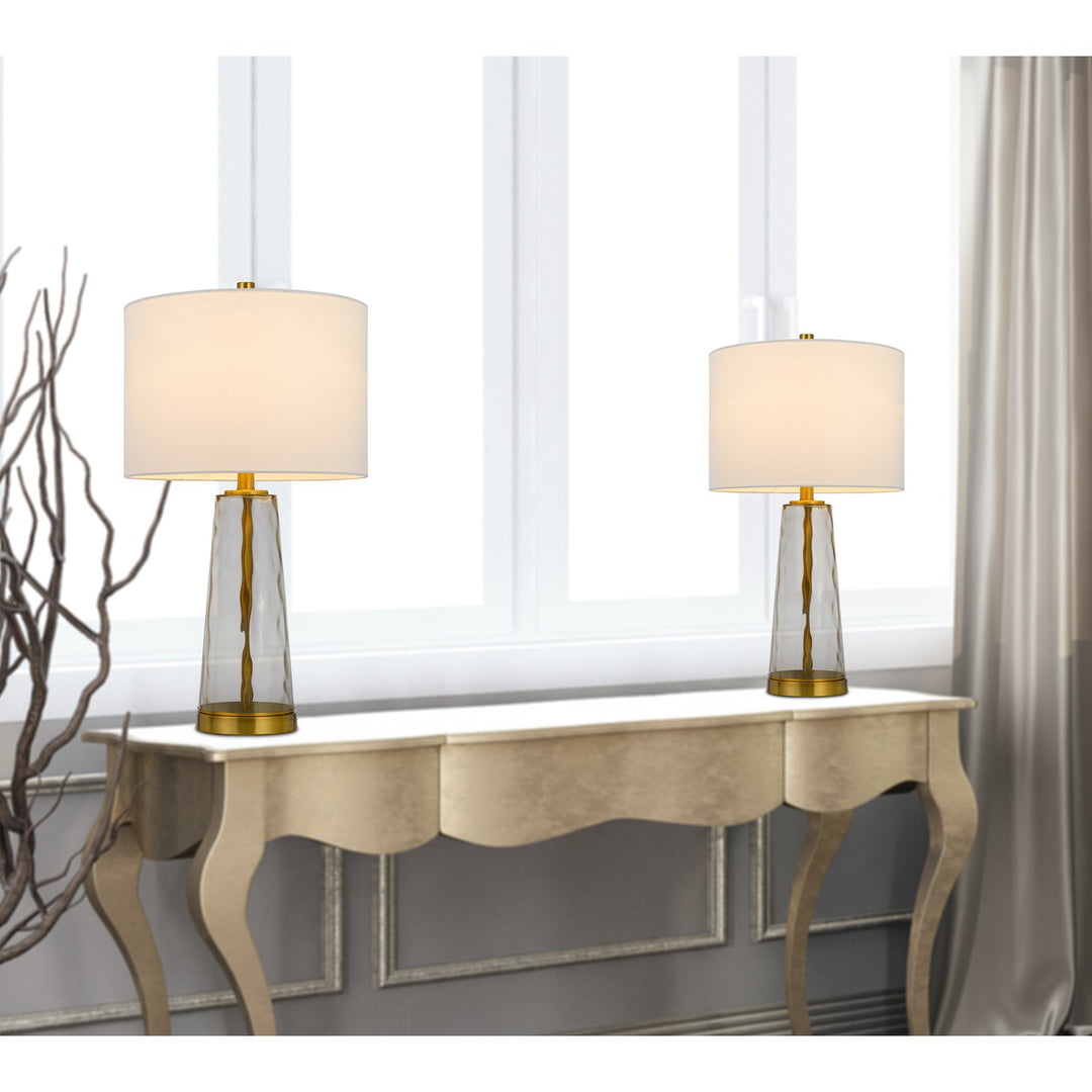 100W Heber Glass Table Lamp. Priced And Sold As Pairs