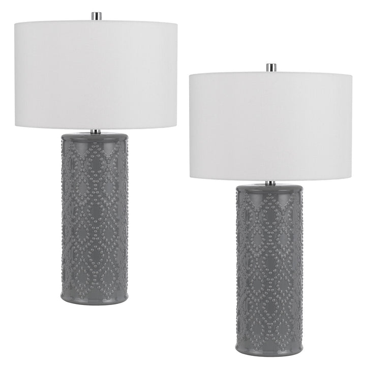 150W 3 Way Castine Ceramic Table Lamp. Priced And Sold As Pairs