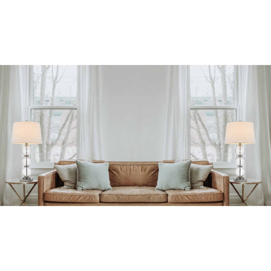 150W 3 Way Crosset Crackle Glass Table Lamp. Priced And Sold As Pairs