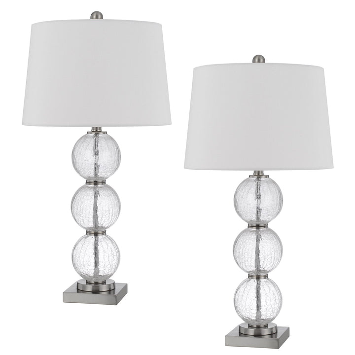 150W 3 Way Crosset Crackle Glass Table Lamp. Priced And Sold As Pairs