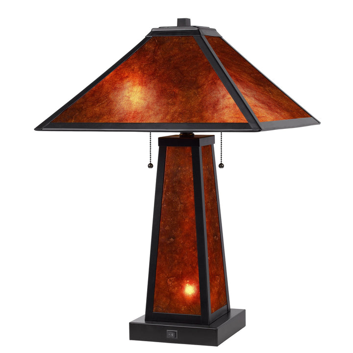60W X 2 Nogales Mission Style Mica Table Lamp With 7W Night Light by CAL Lighting