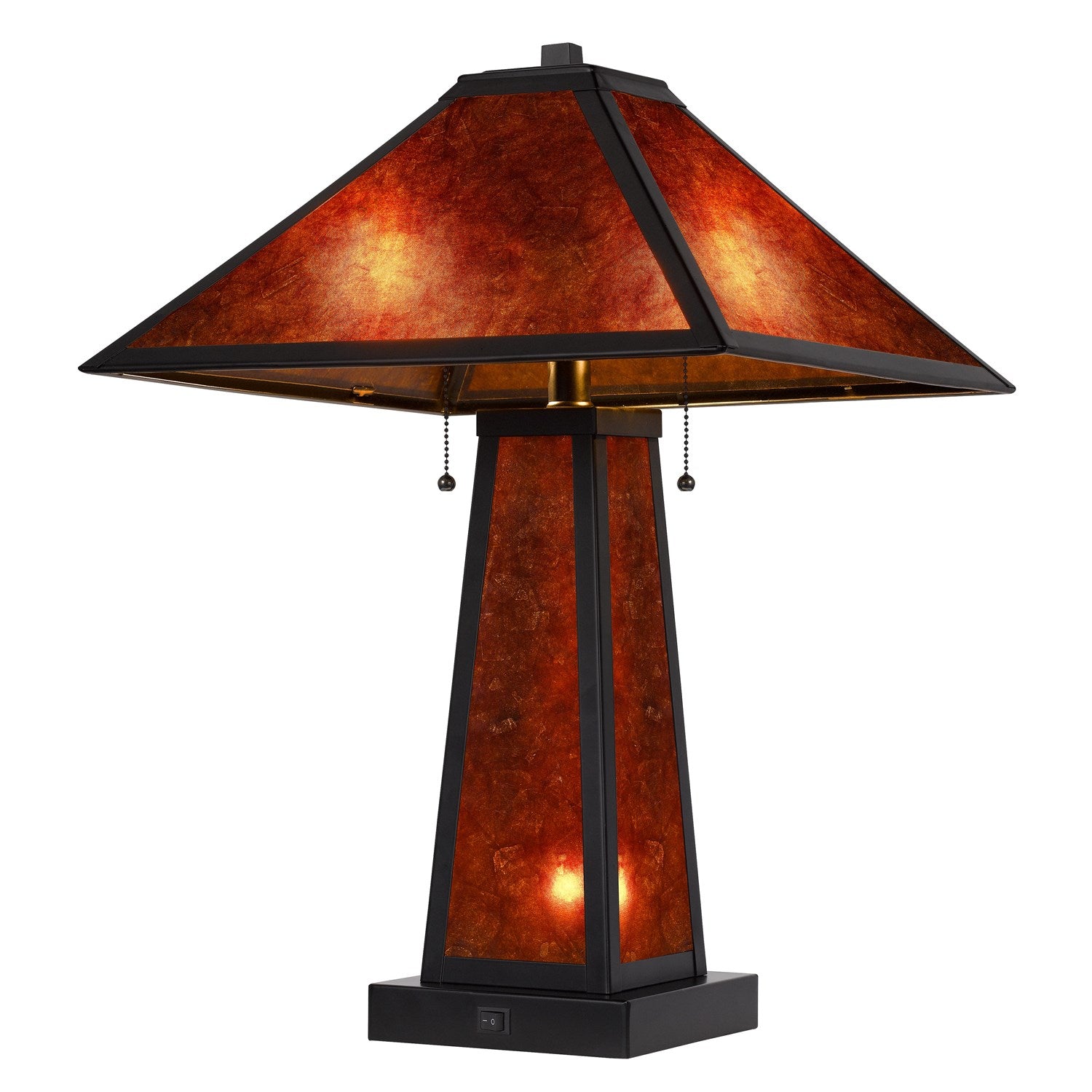 60W X 2 Nogales Mission Style Mica Table Lamp With 7W Night Light