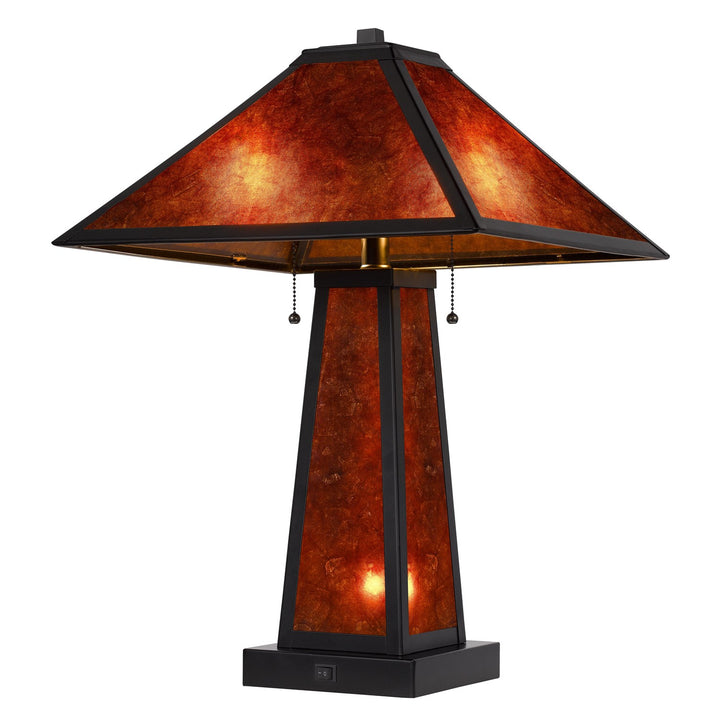 60W X 2 Nogales Mission Style Mica Table Lamp With 7W Night Light