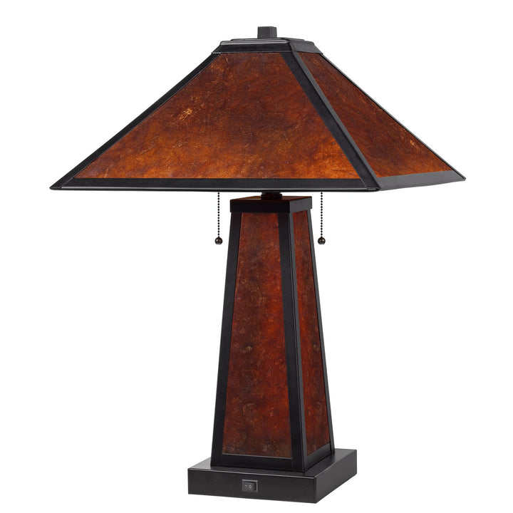 60W X 2 Nogales Mission Style Mica Table Lamp With 7W Night Light