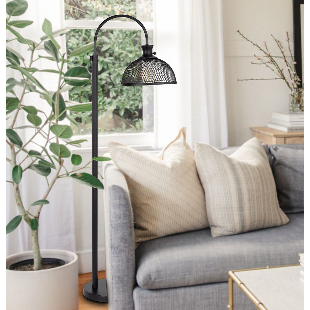 60W Lewiston Metal Downbridge Adjustable Floor Lamp With Mesh Shade
