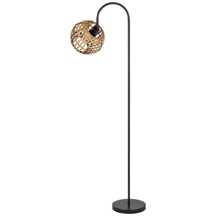 60W Worcrest Downbridge Metal Floor Lamp With Bamboo Shade
