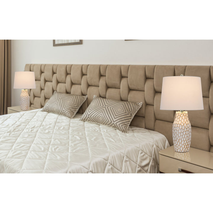 100W Elmira Ceramic Table Lamp. Priced And Sold As Pairs