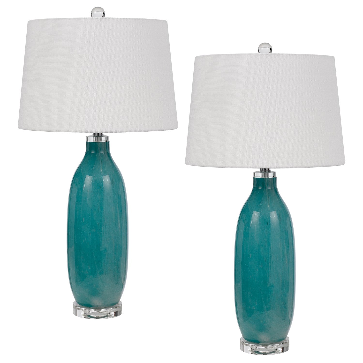 150W 3 Way Cullman Glass Table Lamp With Crystal Base by CAL Lighting
