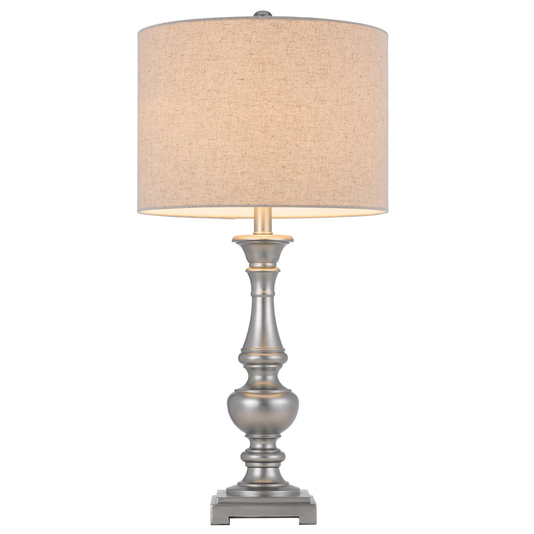 100W Nampa Resin Table Lamp With Hardback Drum Fabric Shade (Sold As Pairs)
