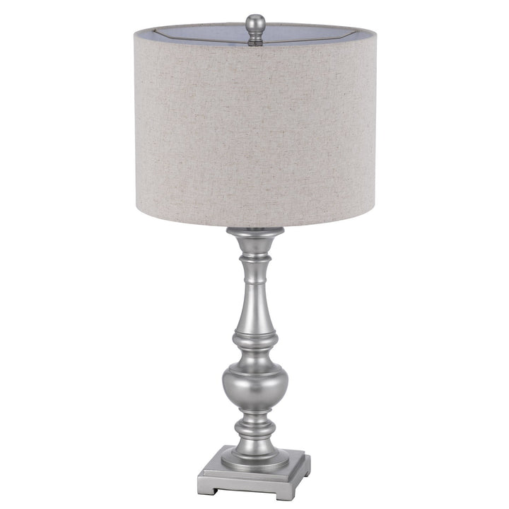 100W Nampa Resin Table Lamp With Hardback Drum Fabric Shade (Sold As Pairs)
