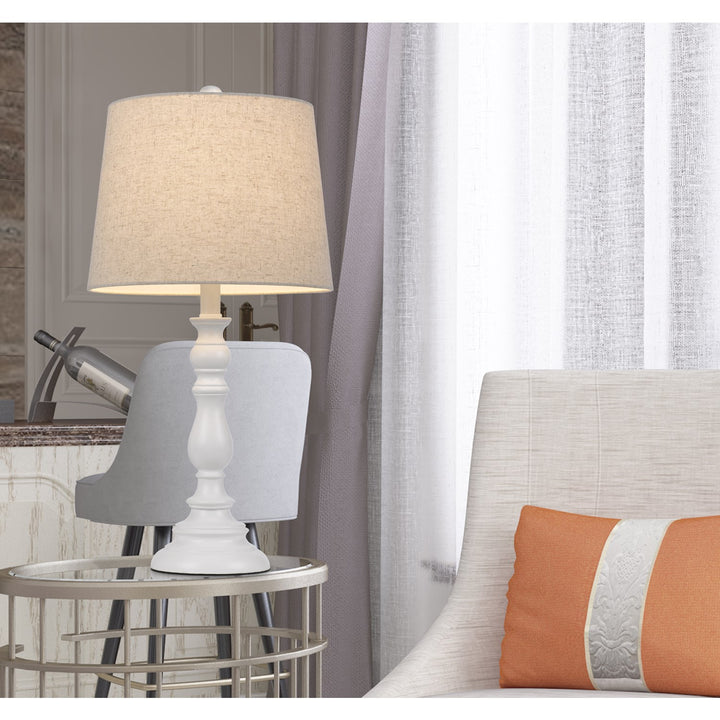 60W Chester Resin Table Lamp With Hardback Taper Drum Fabric Shade