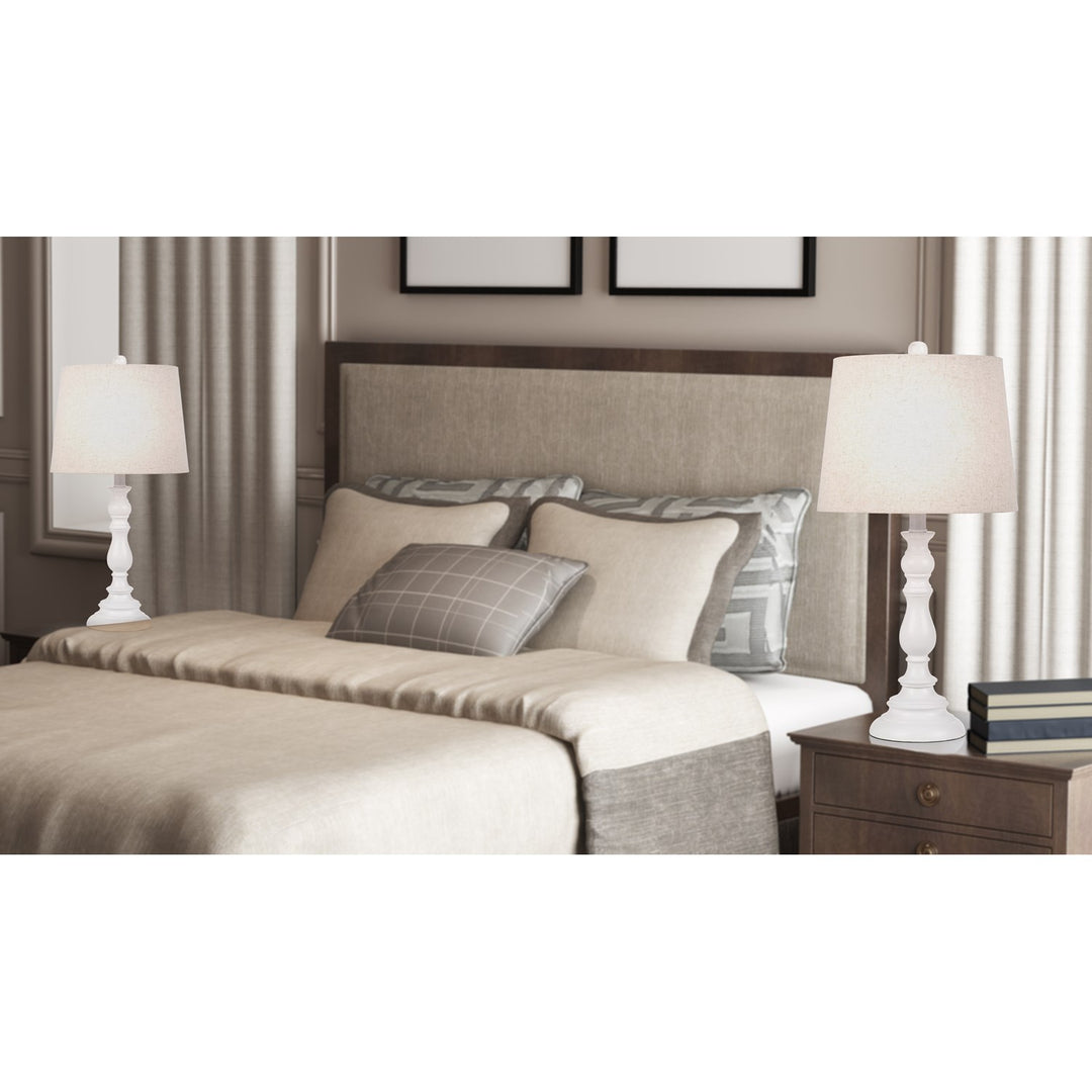 60W Chester Resin Table Lamp With Hardback Taper Drum Fabric Shade