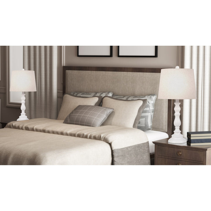 60W Chester Resin Table Lamp With Hardback Taper Drum Fabric Shade