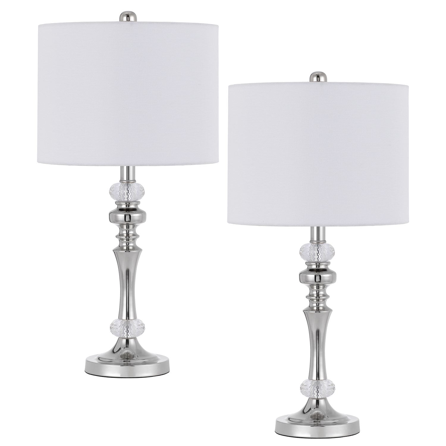 60W Effingham Metal Table Lamp With Crystal Font And Hardback Drum Fabric Shade by CAL Lighting