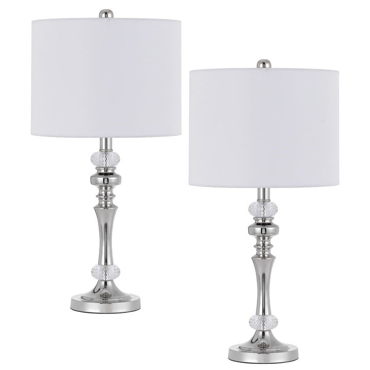 60W Effingham Metal Table Lamp With Crystal Font And Hardback Drum Fabric Shade by CAL Lighting