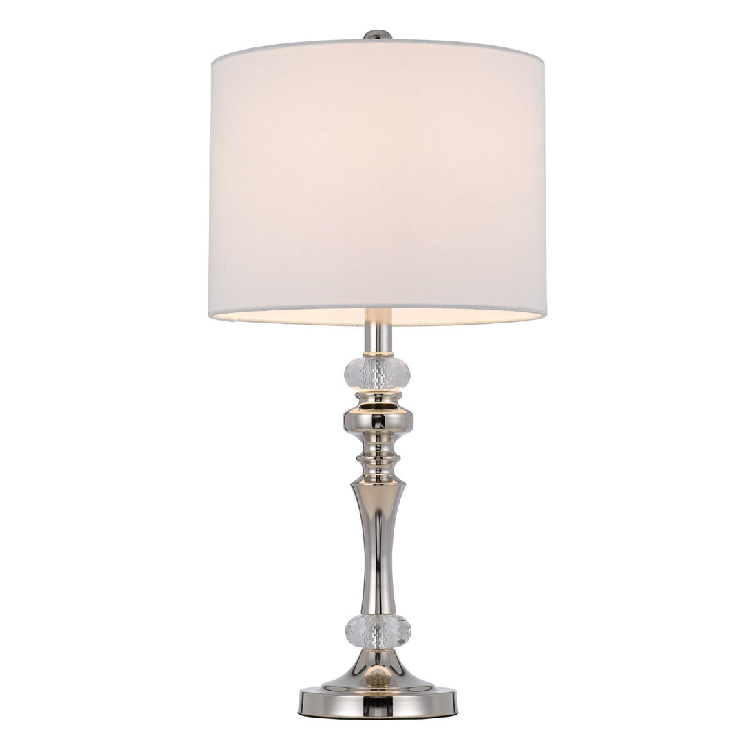 60W Effingham Metal Table Lamp With Crystal Font And Hardback Drum Fabric Shade
