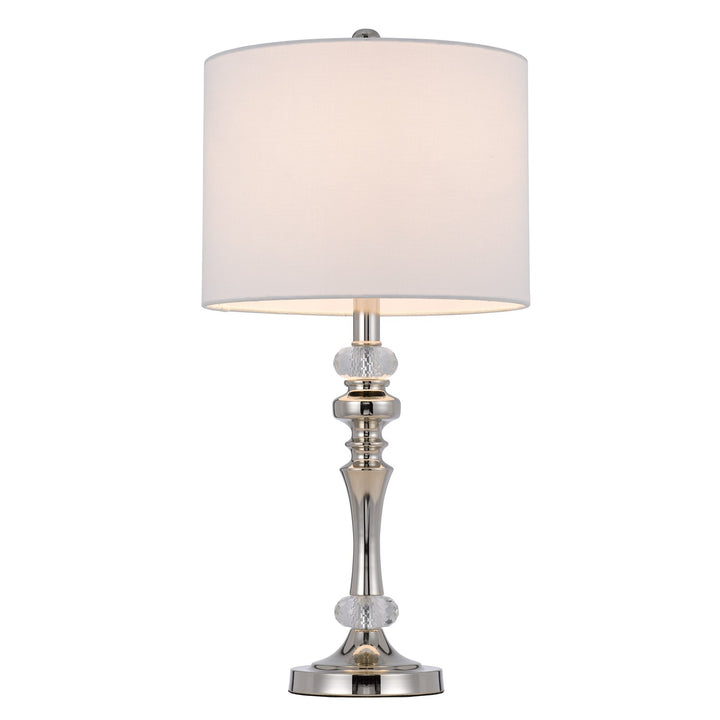60W Effingham Metal Table Lamp With Crystal Font And Hardback Drum Fabric Shade