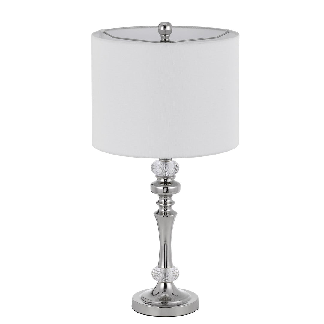 60W Effingham Metal Table Lamp With Crystal Font And Hardback Drum Fabric Shade