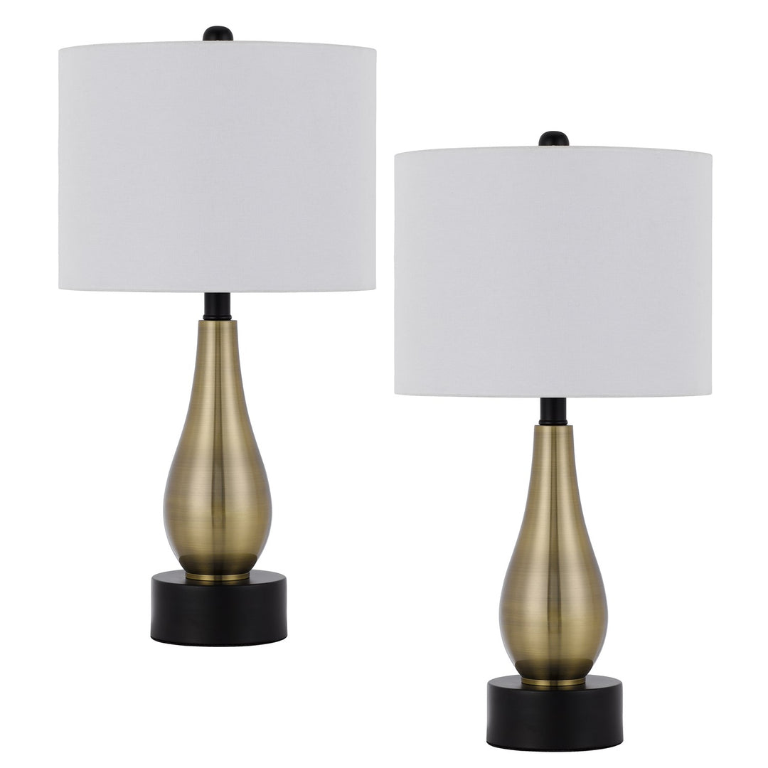 100W Ashland Metal Table Lamp With Hardback Drum Fabric Shade (Sold As Pairs) by CAL Lighting