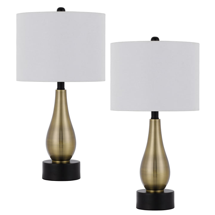 100W Ashland Metal Table Lamp With Hardback Drum Fabric Shade (Sold As Pairs) by CAL Lighting