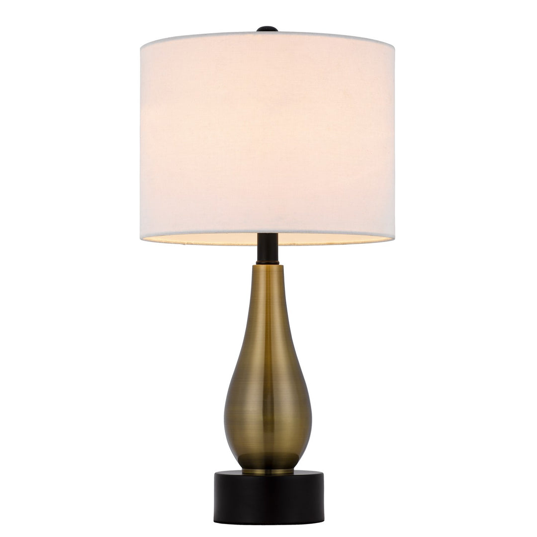 100W Ashland Metal Table Lamp With Hardback Drum Fabric Shade (Sold As Pairs)