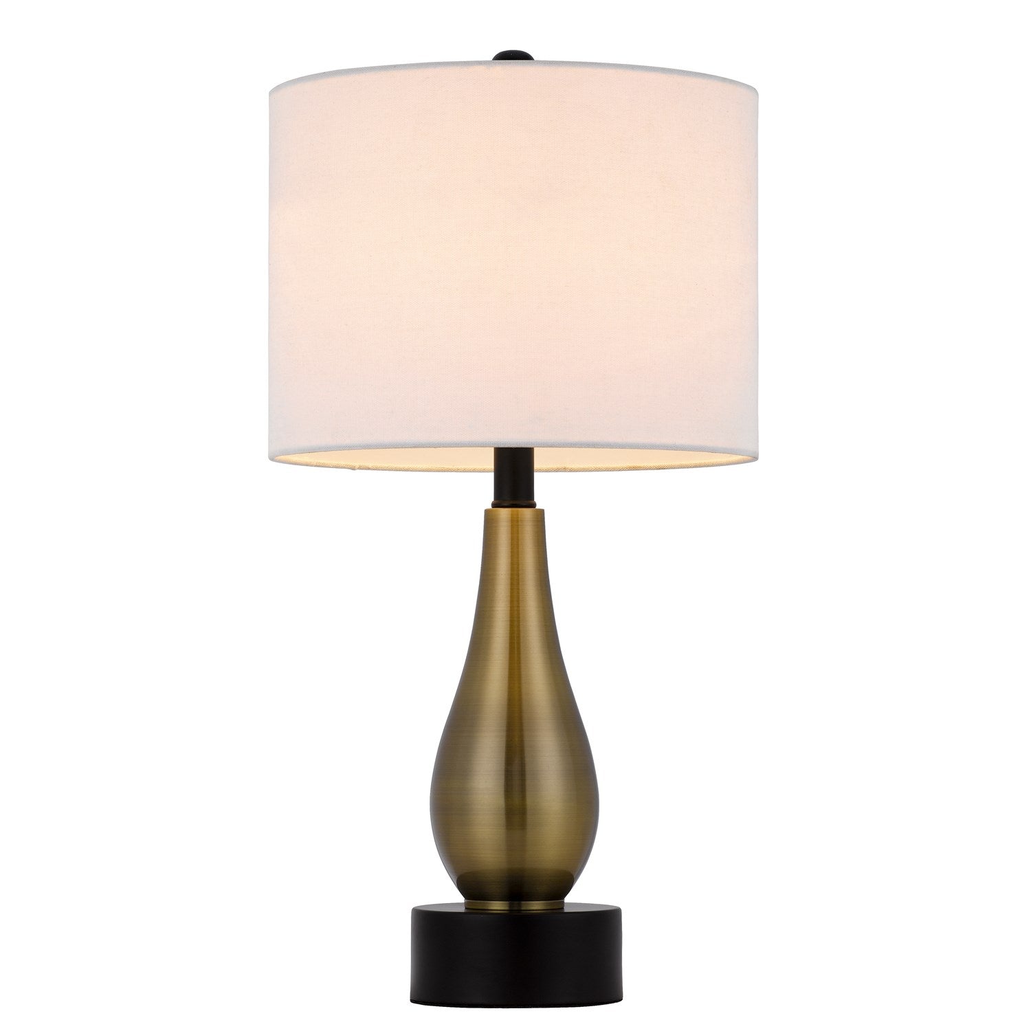 100W Ashland Metal Table Lamp With Hardback Drum Fabric Shade (Sold As Pairs)