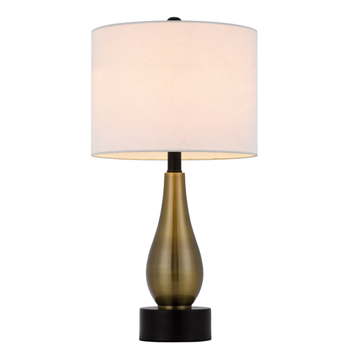 100W Ashland Metal Table Lamp With Hardback Drum Fabric Shade (Sold As Pairs)