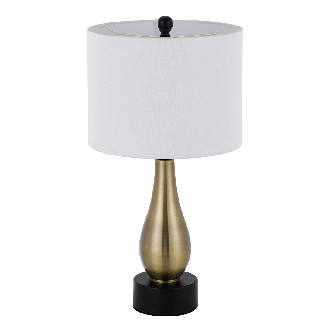 100W Ashland Metal Table Lamp With Hardback Drum Fabric Shade (Sold As Pairs)