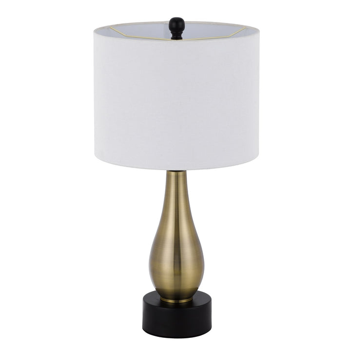 100W Ashland Metal Table Lamp With Hardback Drum Fabric Shade (Sold As Pairs)
