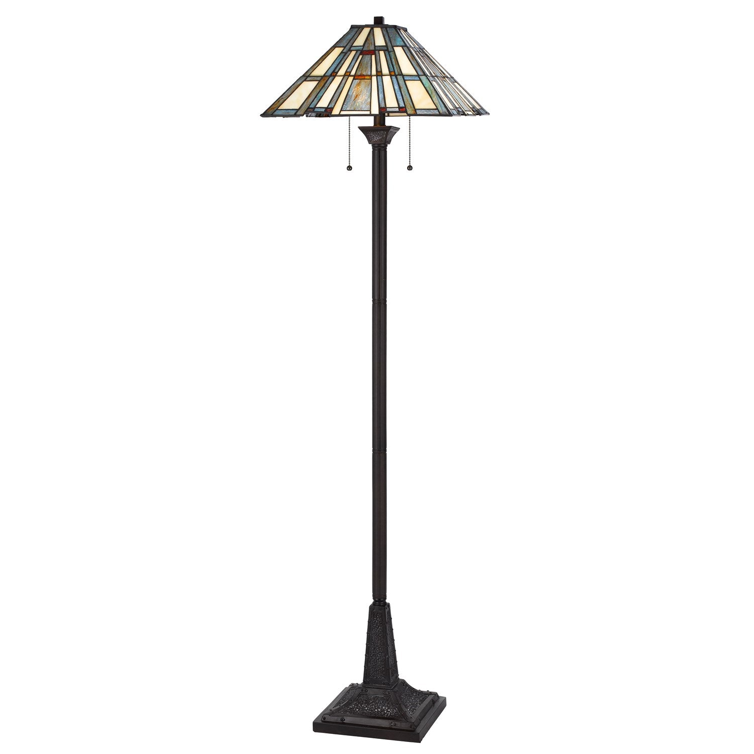 60W X 2 Metal/Resin Tiffany Floor Lamp With Pull Chain Switches by CAL Lighting