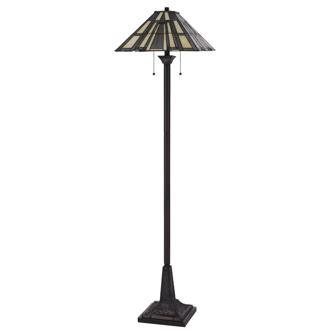 60W X 2 Metal/Resin Tiffany Floor Lamp With Pull Chain Switches